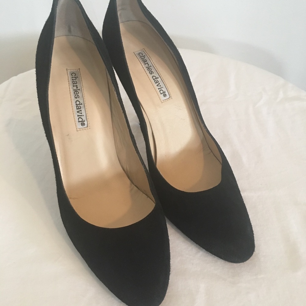 Charles and David black suede pumps size 8